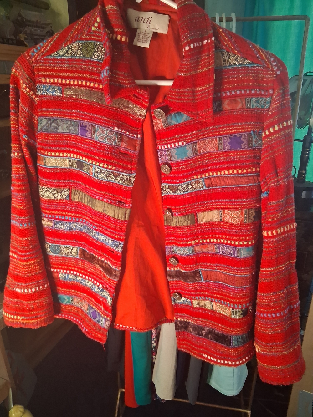 Ani Red Multicolor Patterned Women's Blazer